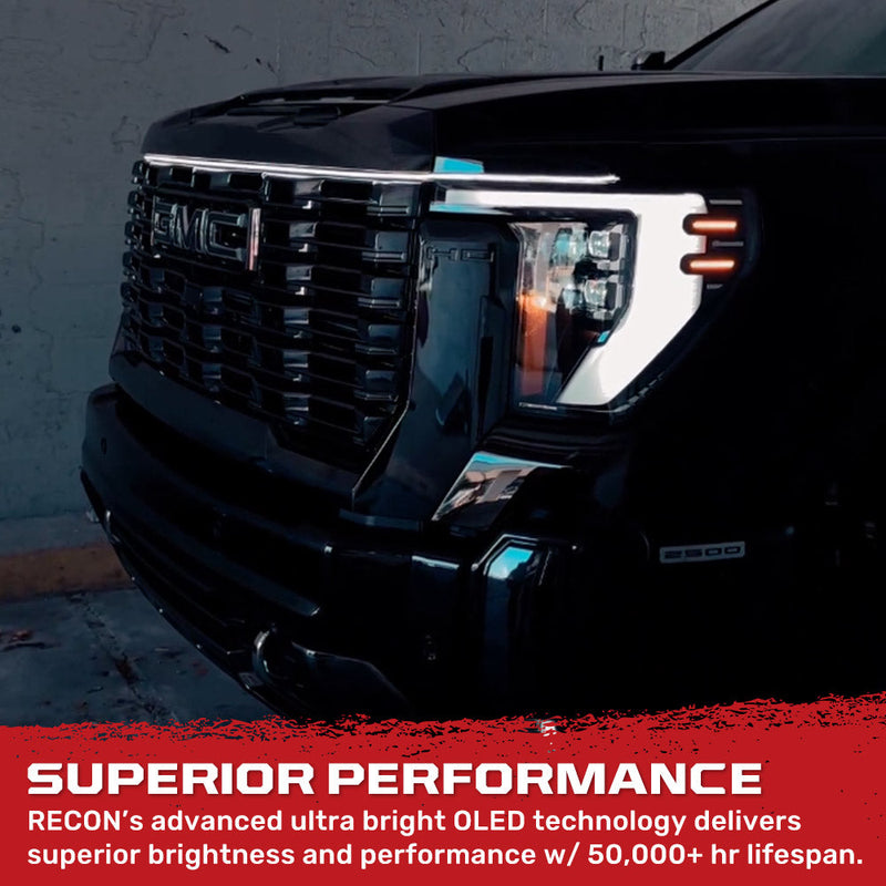 High Power DRL Hood LED Light with Start-up Sequence in White or Amber - Multiple Sizes