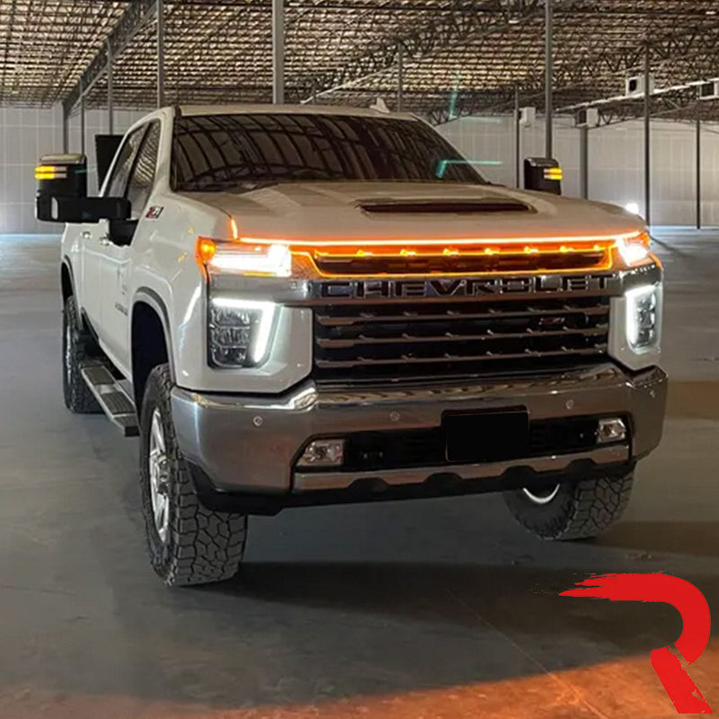 High Power DRL Hood LED Light with Start-up Sequence in White or Amber - Multiple Sizes