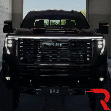 High Power DRL Hood LED Light with Start-up Sequence in White or Amber - Multiple Sizes