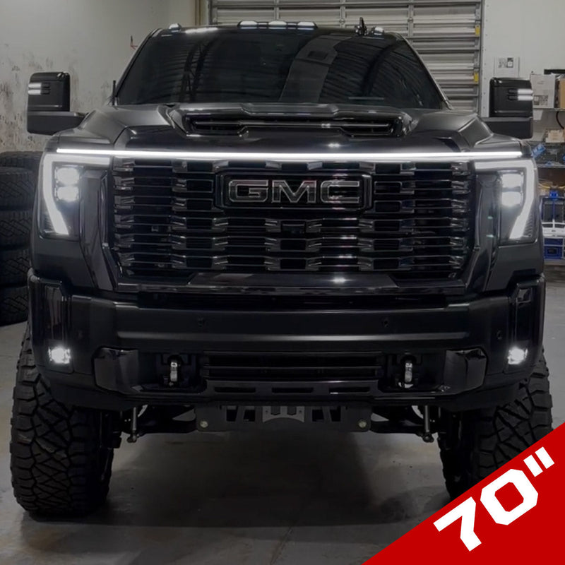 High Power DRL Hood LED Light with Start-up Sequence in White or Amber - Multiple Sizes