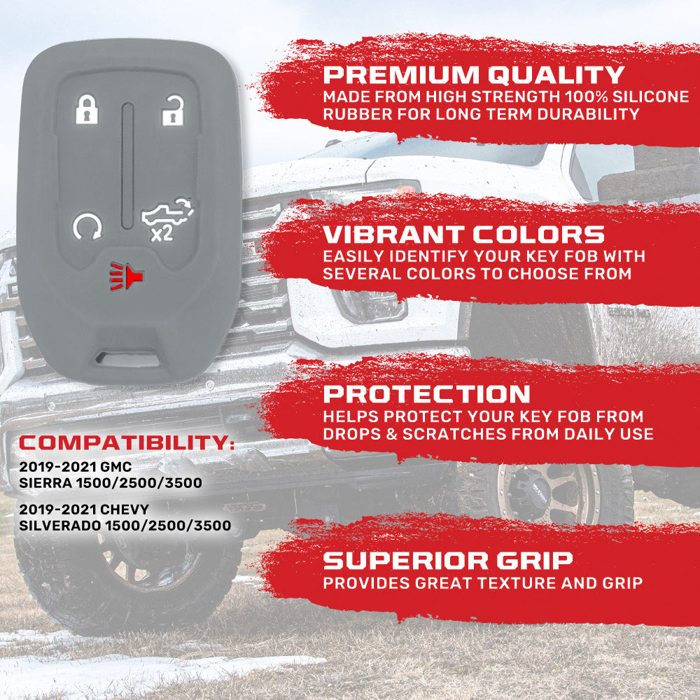 GMC & Chevy 19-21 Sierra & Silverado 1-Piece 100% Silicone Rubber Key Fob Cover - Multiple Colors RECON GMC & Chevy 19-21 Sierra & Silverado 1-Piece 100% Silicone Rubber Key Fob Cover - Multiple Colors GMC & Chevy 19-21 Sierra & Silverado 1-Piece 100% Silicone Rubber Key Fob Cover - Multiple Colors GMC & Chevy 19-21 Sierra & Silverado 1-Piece 100% Silicone Rubber Key Fob Cover - Multiple Colors GMC & Chevy 19-21 Sierra & Silverado 1-Piece 100% Silicone Rubber Key Fob Cover - Multiple Colors