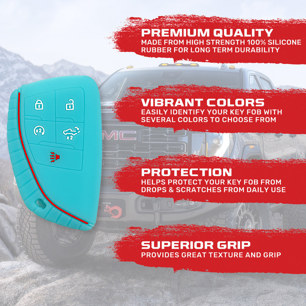 GMC & Chevy 22-26 Sierra & Silverado 1-Piece 100% Silicone Rubber Key Fob Cover - Multiple Colors