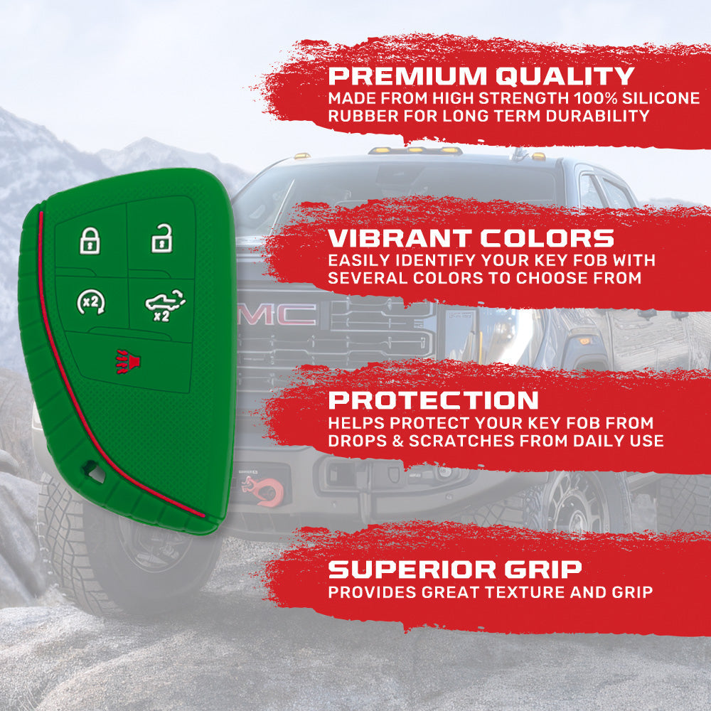 GMC & Chevy 22-26 Sierra & Silverado 1-Piece 100% Silicone Rubber Key Fob Cover - Multiple Colors