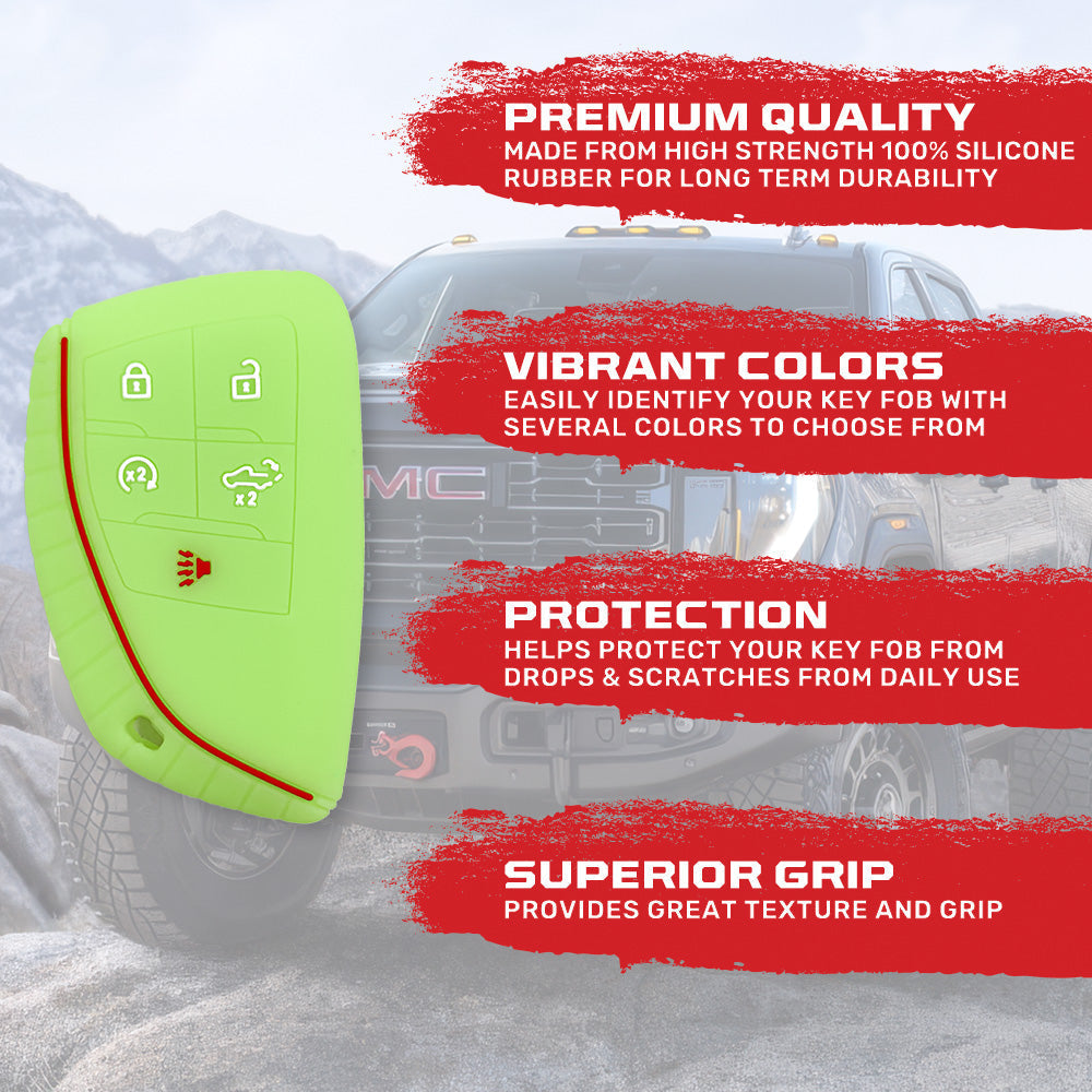 GMC & Chevy 22-26 Sierra & Silverado 1-Piece 100% Silicone Rubber Key Fob Cover - Multiple Colors