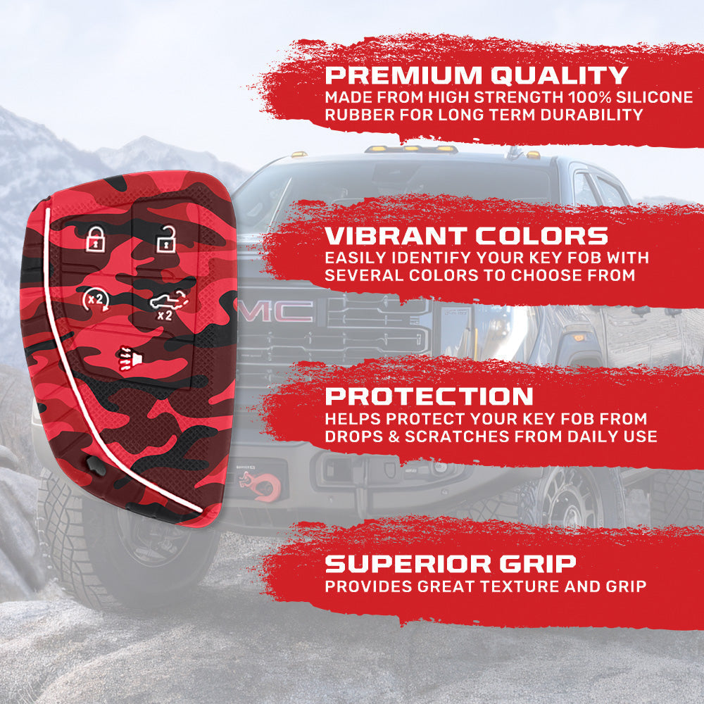 GMC & Chevy 22-26 Sierra & Silverado 1-Piece 100% Silicone Rubber Key Fob Cover - Multiple Colors