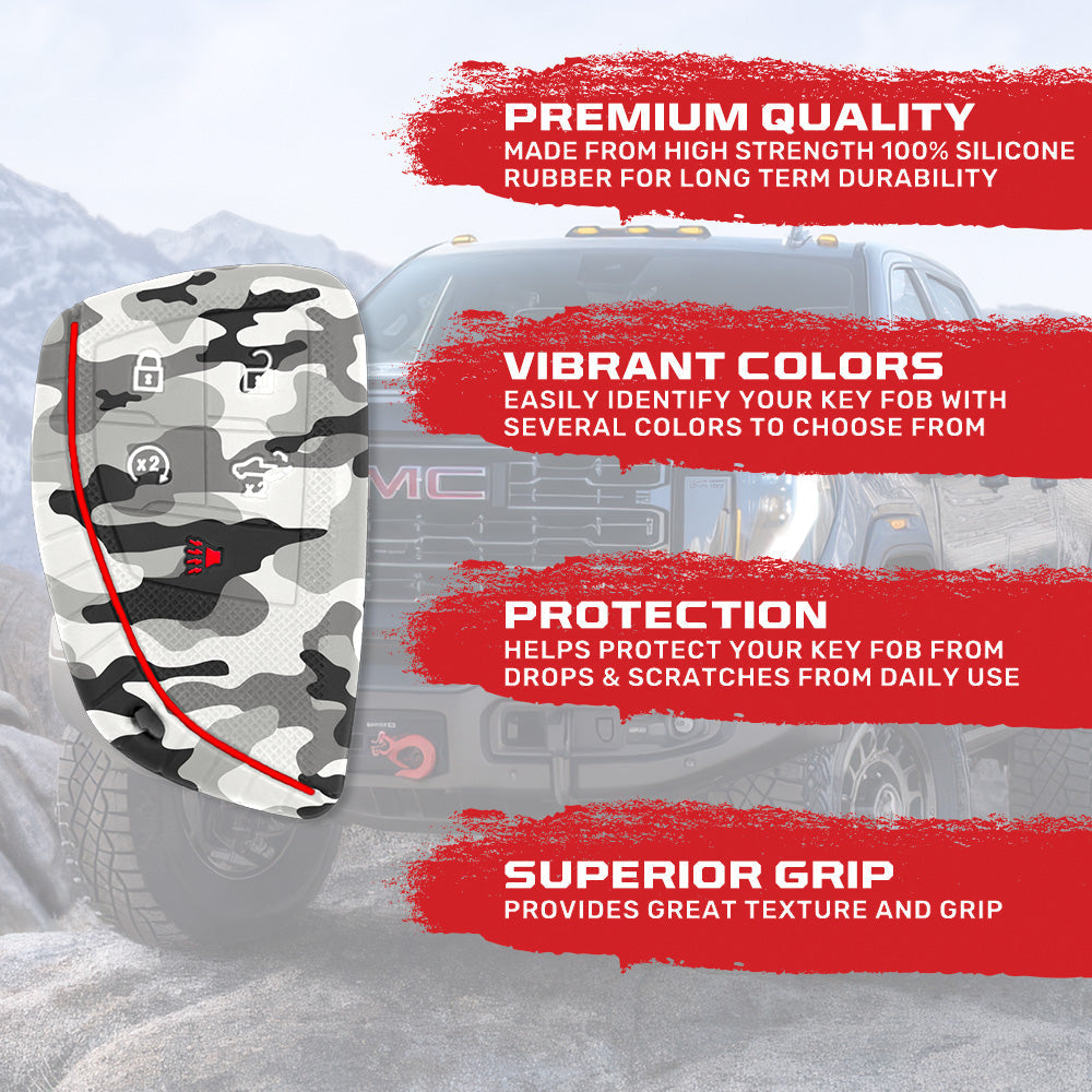 GMC & Chevy 22-26 Sierra & Silverado 1-Piece 100% Silicone Rubber Key Fob Cover - Multiple Colors