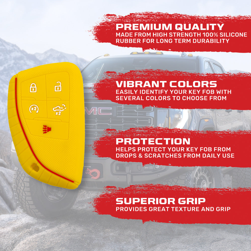 GMC & Chevy 22-26 Sierra & Silverado 1-Piece 100% Silicone Rubber Key Fob Cover - Multiple Colors
