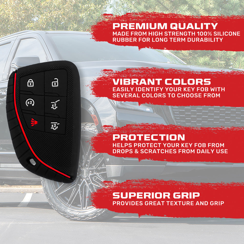 GMC 21-26 Yukon, XL, Denali & 22-26 Hummer EV & Chevy 21-26 Tahoe/Suburban 100% Silicone Rubber Key Fob Cover Premium Quality - Multiple Colors