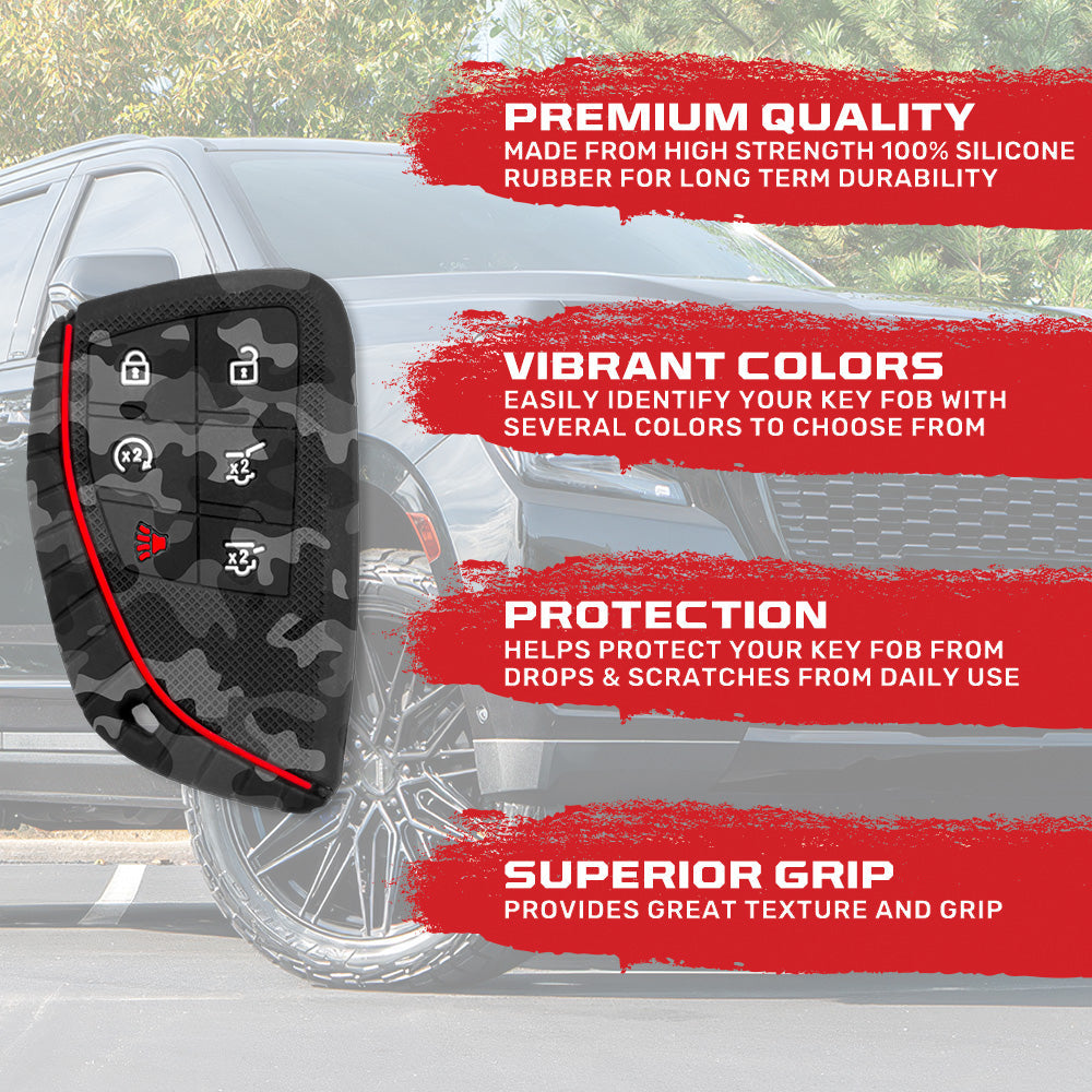 GMC 21-26 Yukon, XL, Denali & 22-26 Hummer EV & Chevy 21-26 Tahoe/Suburban 100% Silicone Rubber Key Fob Cover Premium Quality - Multiple Colors