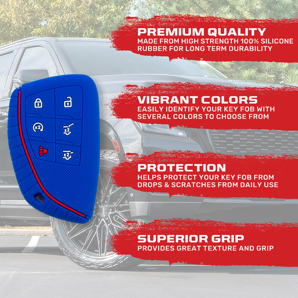GMC 21-26 Yukon, XL, Denali & 22-26 Hummer EV & Chevy 21-26 Tahoe/Suburban 100% Silicone Rubber Key Fob Cover Premium Quality - Multiple Colors
