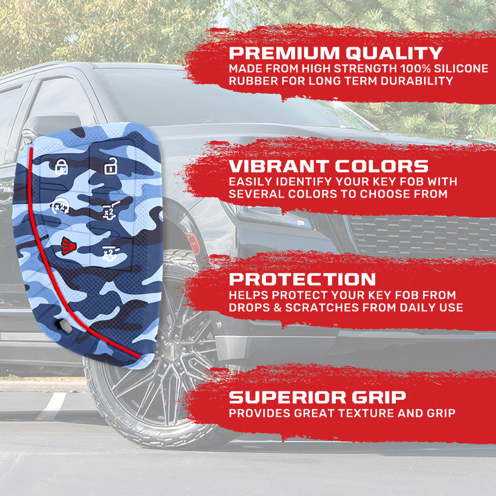 GMC 21-26 Yukon, XL, Denali & 22-26 Hummer EV & Chevy 21-26 Tahoe/Suburban 100% Silicone Rubber Key Fob Cover Premium Quality - Multiple Colors