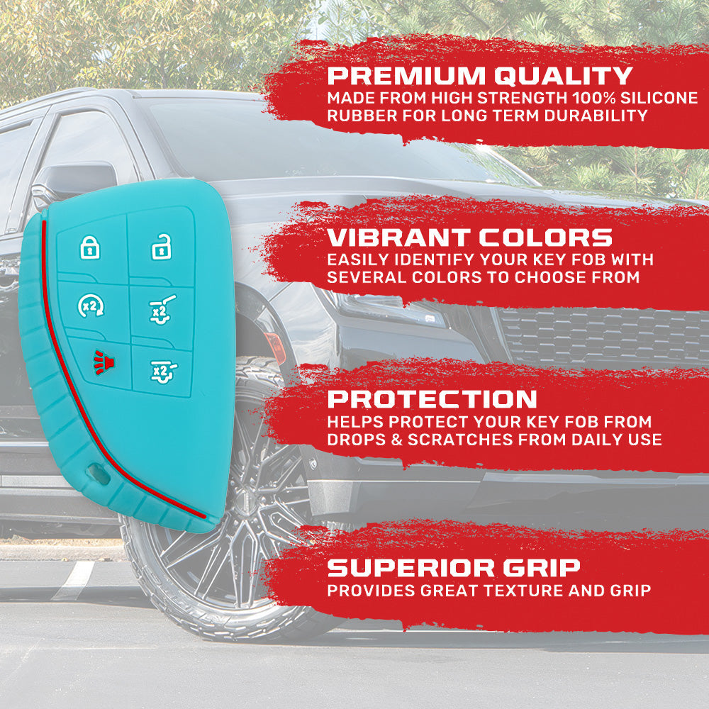 GMC 21-26 Yukon, XL, Denali & 22-26 Hummer EV & Chevy 21-26 Tahoe/Suburban 100% Silicone Rubber Key Fob Cover Premium Quality - Multiple Colors
