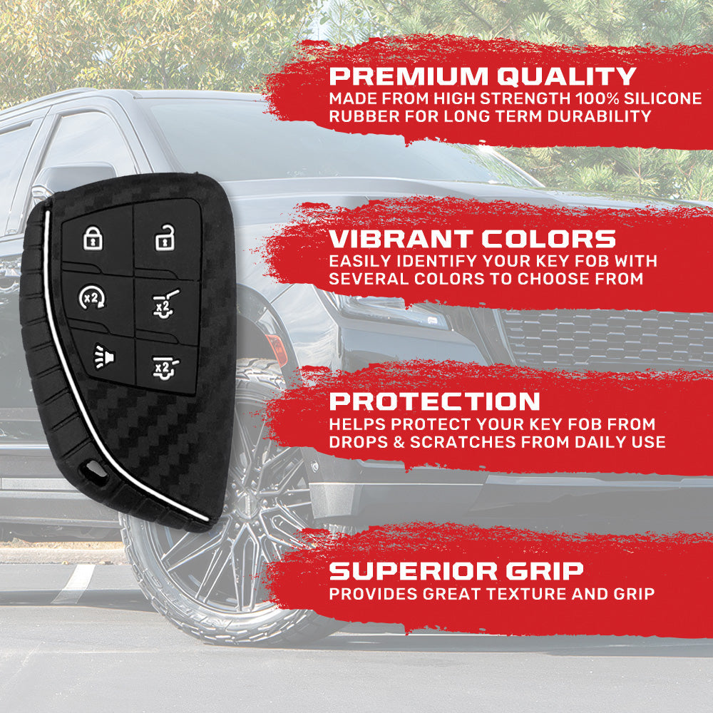 GMC 21-26 Yukon, XL, Denali & 22-26 Hummer EV & Chevy 21-26 Tahoe/Suburban 100% Silicone Rubber Key Fob Cover Premium Quality - Multiple Colors