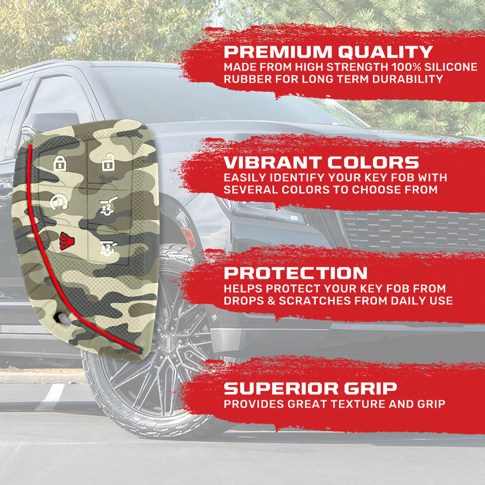 GMC 21-26 Yukon, XL, Denali & 22-26 Hummer EV & Chevy 21-26 Tahoe/Suburban 100% Silicone Rubber Key Fob Cover Premium Quality - Multiple Colors