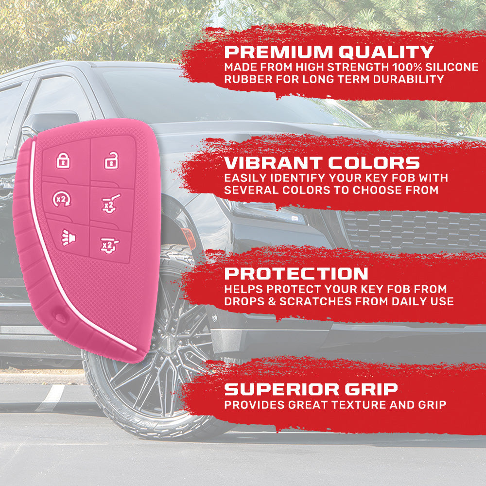 GMC 21-26 Yukon, XL, Denali & 22-26 Hummer EV & Chevy 21-26 Tahoe/Suburban 100% Silicone Rubber Key Fob Cover Premium Quality - Multiple Colors