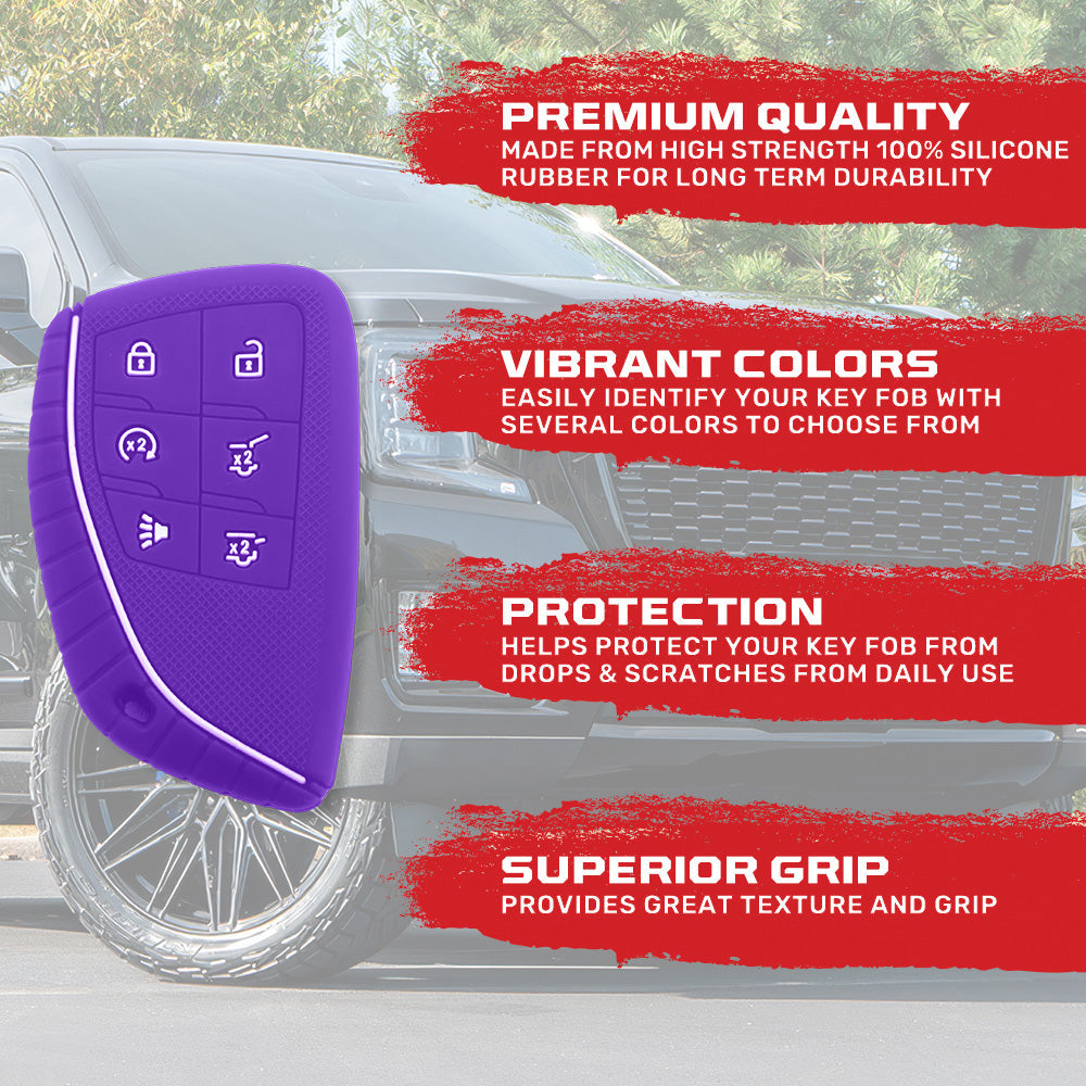 GMC 21-26 Yukon, XL, Denali & 22-26 Hummer EV & Chevy 21-26 Tahoe/Suburban 100% Silicone Rubber Key Fob Cover Premium Quality - Multiple Colors