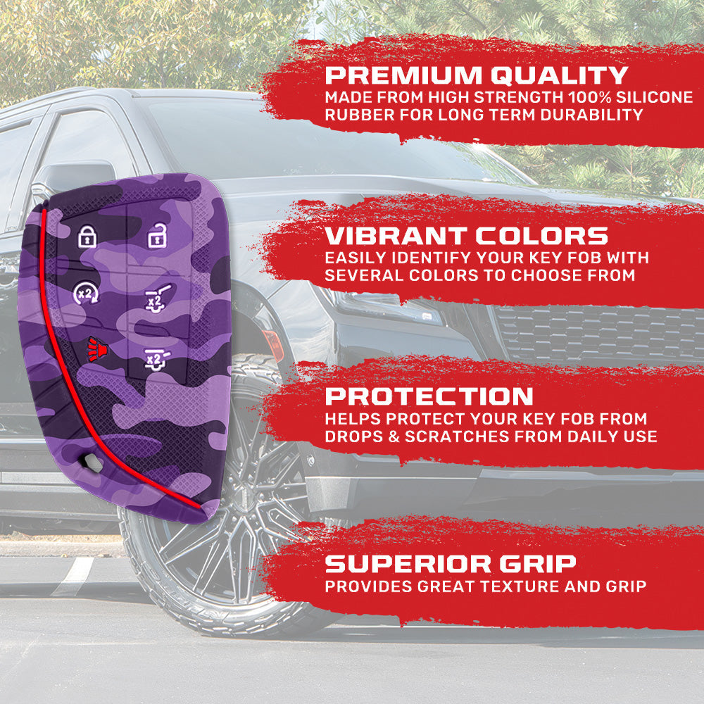 GMC 21-26 Yukon, XL, Denali & 22-26 Hummer EV & Chevy 21-26 Tahoe/Suburban 100% Silicone Rubber Key Fob Cover Premium Quality - Multiple Colors