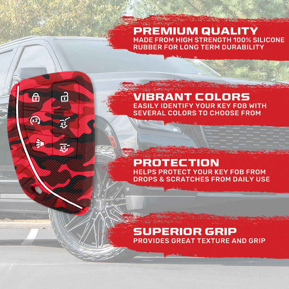 GMC 21-26 Yukon, XL, Denali & 22-26 Hummer EV & Chevy 21-26 Tahoe/Suburban 100% Silicone Rubber Key Fob Cover Premium Quality - Multiple Colors