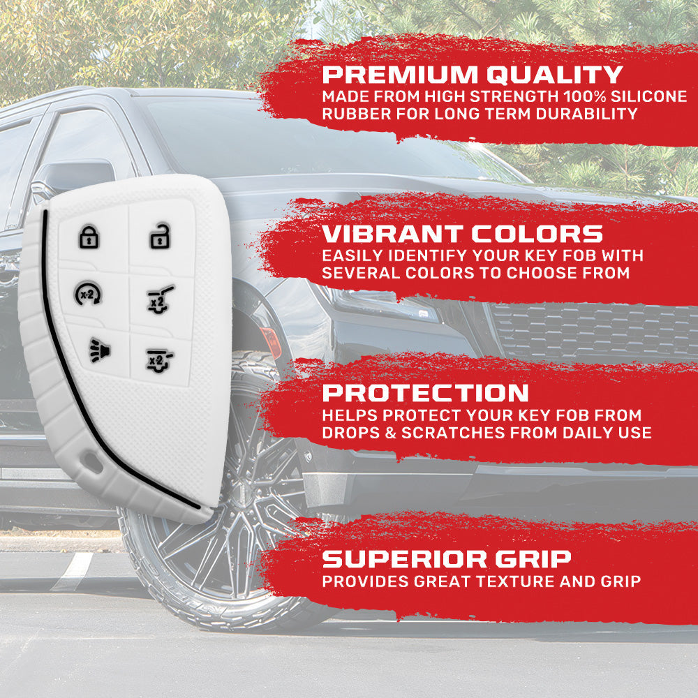 GMC 21-26 Yukon, XL, Denali & 22-26 Hummer EV & Chevy 21-26 Tahoe/Suburban 100% Silicone Rubber Key Fob Cover Premium Quality - Multiple Colors