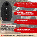 Nissan 16-26 Titan & Frontier 1-Piece 100% Silicone Rubber 3-Button & 4-Button Key Fob Cover - Multiple Colors