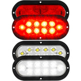 Red & White Oval 6" Universal 4-PC LED Trailer Tail Lights (Red Tail Lights, Brake Lights & Turn Signals, White Backup/Reverse Lights)