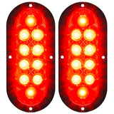 Red & White Oval 6" Universal 4-PC LED Trailer Tail Lights (Red Tail Lights, Brake Lights & Turn Signals, White Backup/Reverse Lights)