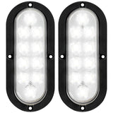 Red & White Oval 6" Universal 4-PC LED Trailer Tail Lights (Red Tail Lights, Brake Lights & Turn Signals, White Backup/Reverse Lights)