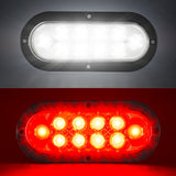 Red & White Oval 6" Universal 4-PC LED Trailer Tail Lights (Red Tail Lights, Brake Lights & Turn Signals, White Backup/Reverse Lights)