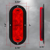 Red & White Oval 6" Universal 4-PC LED Trailer Tail Lights (Red Tail Lights, Brake Lights & Turn Signals, White Backup/Reverse Lights)
