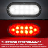 Red & White Oval 6" Universal 4-PC LED Trailer Tail Lights (Red Tail Lights, Brake Lights & Turn Signals, White Backup/Reverse Lights)