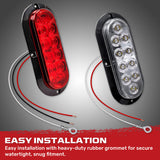 Red & White Oval 6" Universal 4-PC LED Trailer Tail Lights (Red Tail Lights, Brake Lights & Turn Signals, White Backup/Reverse Lights)