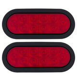Red Oval 6" Universal 2-Pc LED Cargo Trailer Lights (Red Running Lights, Brake Lights & Turn Signals) 4-Wire Pin System
