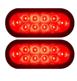 Red Oval 6" Universal 2-Pc LED Cargo Trailer Lights (Red Running Lights, Brake Lights & Turn Signals) 4-Wire Pin System