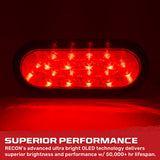 Red Oval 6" Universal 2-Pc LED Cargo Trailer Lights (Red Running Lights, Brake Lights & Turn Signals) 4-Wire Pin System