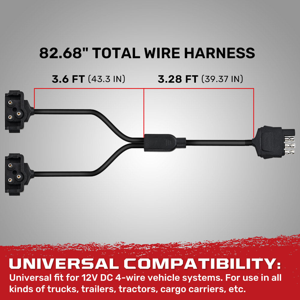 Red Oval 6" Universal 2-Pc LED Cargo Trailer Lights (Red Running Lights, Brake Lights & Turn Signals) 4-Wire Pin System