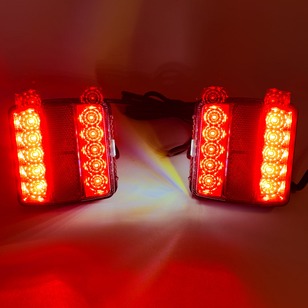 Red Magnetic 2-Pc Universal LED Trailer Lights (Red Running Lights, Brake Lights & Turn Signals) 7-Pin Plug