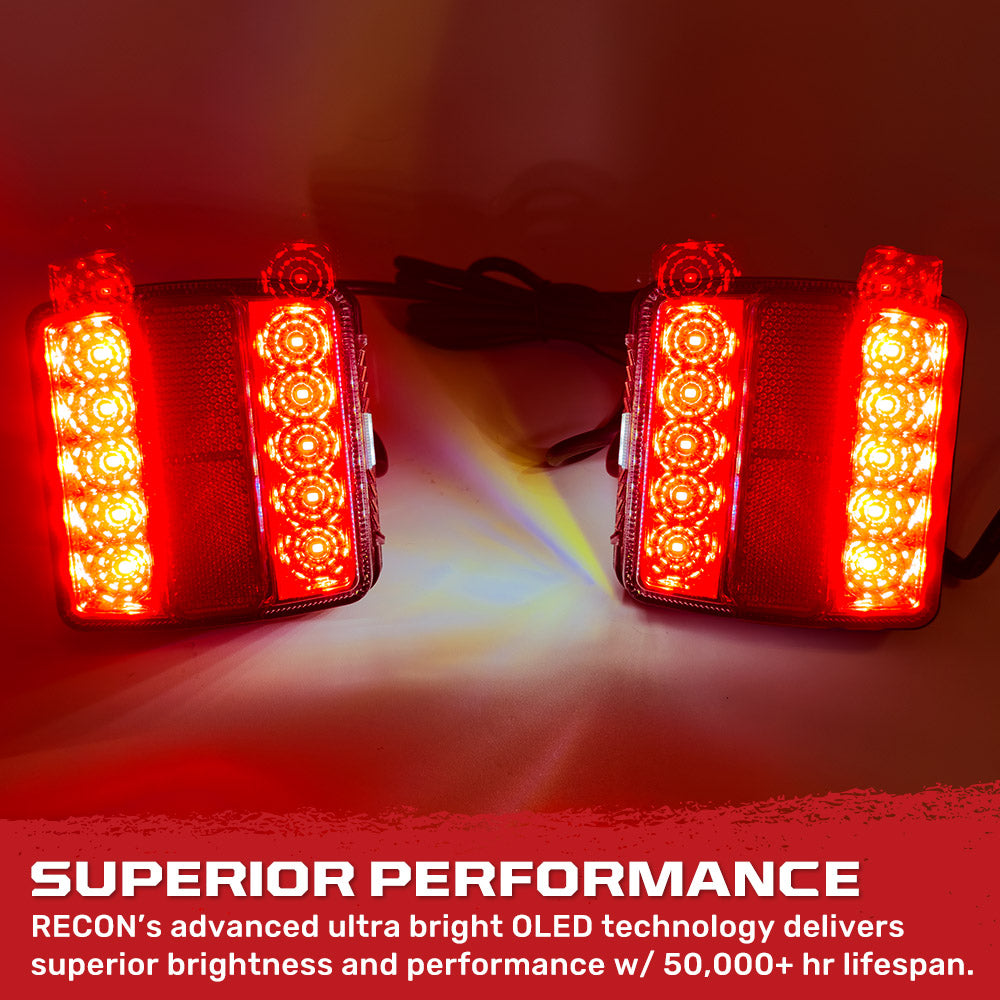 Red Magnetic 2-Pc Universal LED Trailer Lights (Red Running Lights, Brake Lights & Turn Signals) 7-Pin Plug