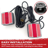 Red Magnetic 2-Pc Universal LED Trailer Lights (Red Running Lights, Brake Lights & Turn Signals) 7-Pin Plug