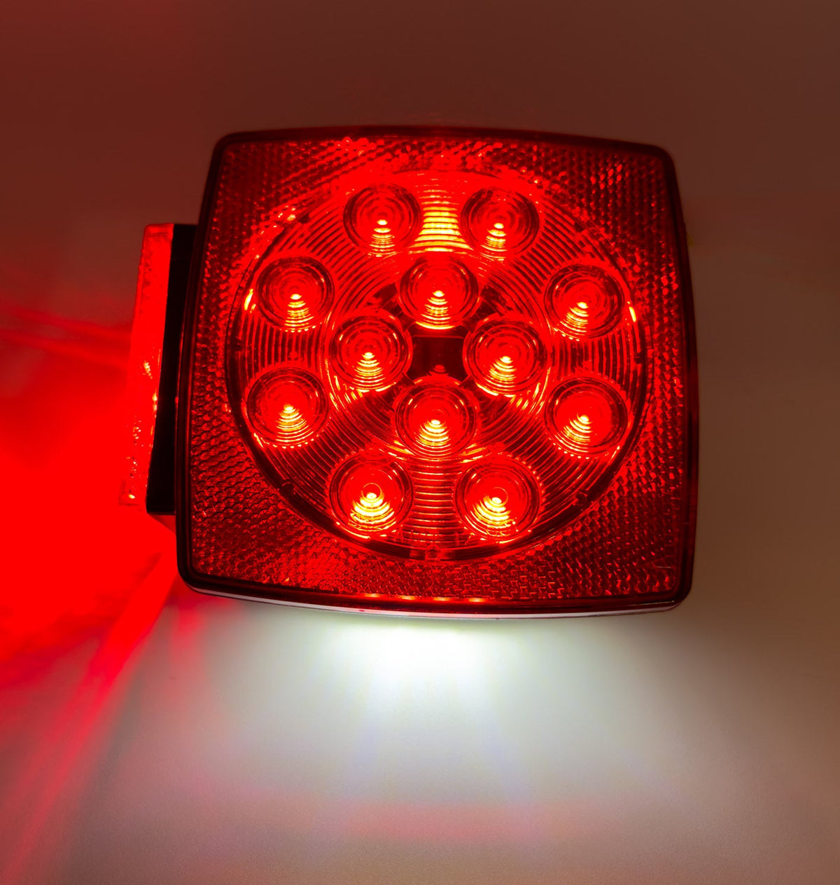 Red Square 2-Pc Universal LED Utility Trailer Lights (Red Running Lights, Brake Lights & Turn Signals)