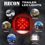 Red Square 2-Pc Universal LED Utility Trailer Lights (Red Running Lights, Brake Lights & Turn Signals)
