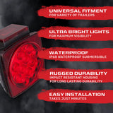 Red Square 2-Pc Universal LED Utility Trailer Lights (Red Running Lights, Brake Lights & Turn Signals)