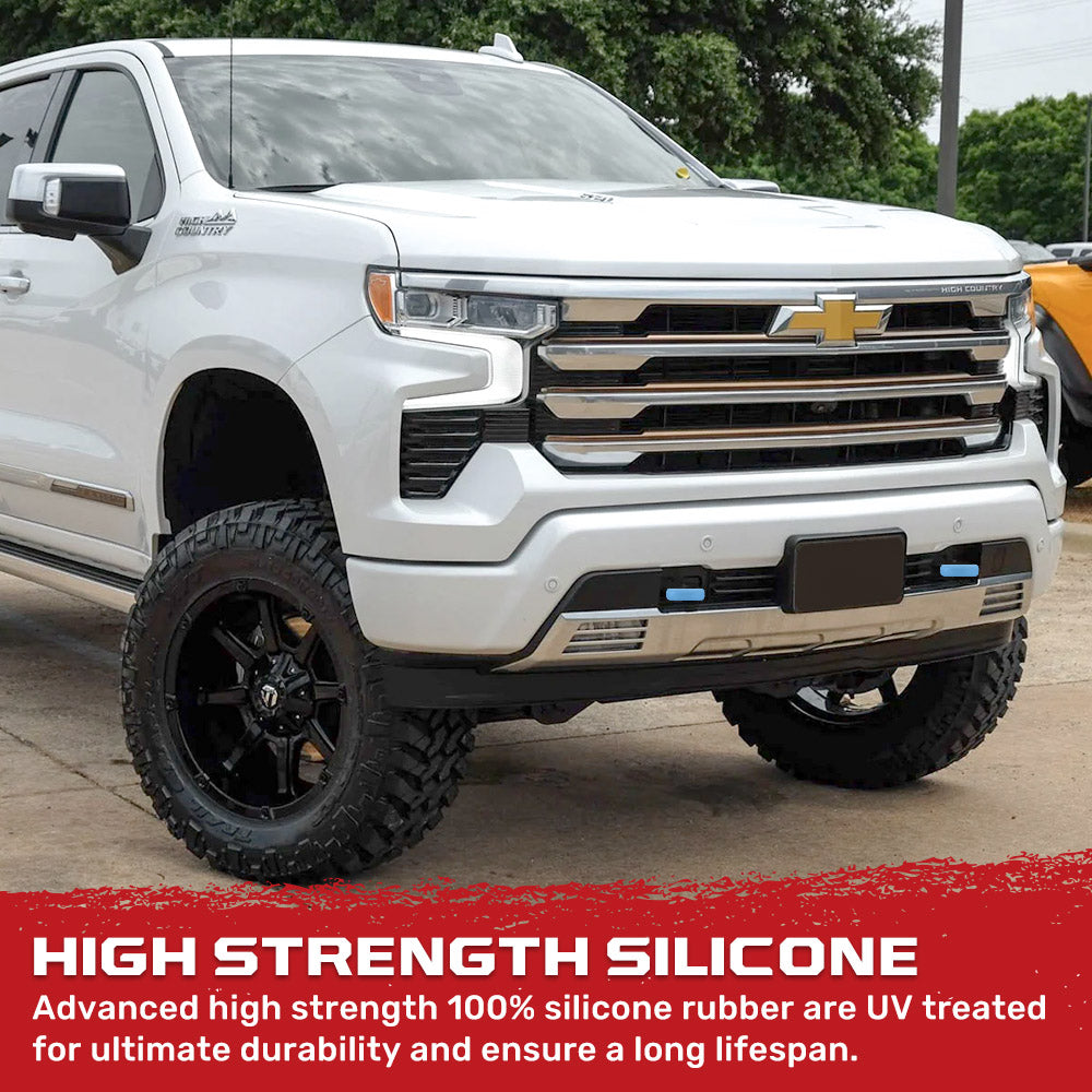 Chevy 20-26 Silverado 1500 Tow Hook Covers 2-Piece Set of Silicone Covers Standard & LED Options - Multiple Colors