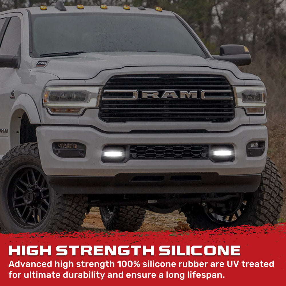 Dodge 19-26 RAM 1500 Tow Hook Covers 2-Piece Set of Silicone Covers Standard & LED Options - Multiple Colors