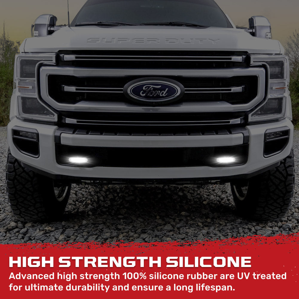 Ford 17-26 Super Duty Tow Hook Covers 2-Piece Set of Silicone Covers Standard & LED Options - Multiple Colors