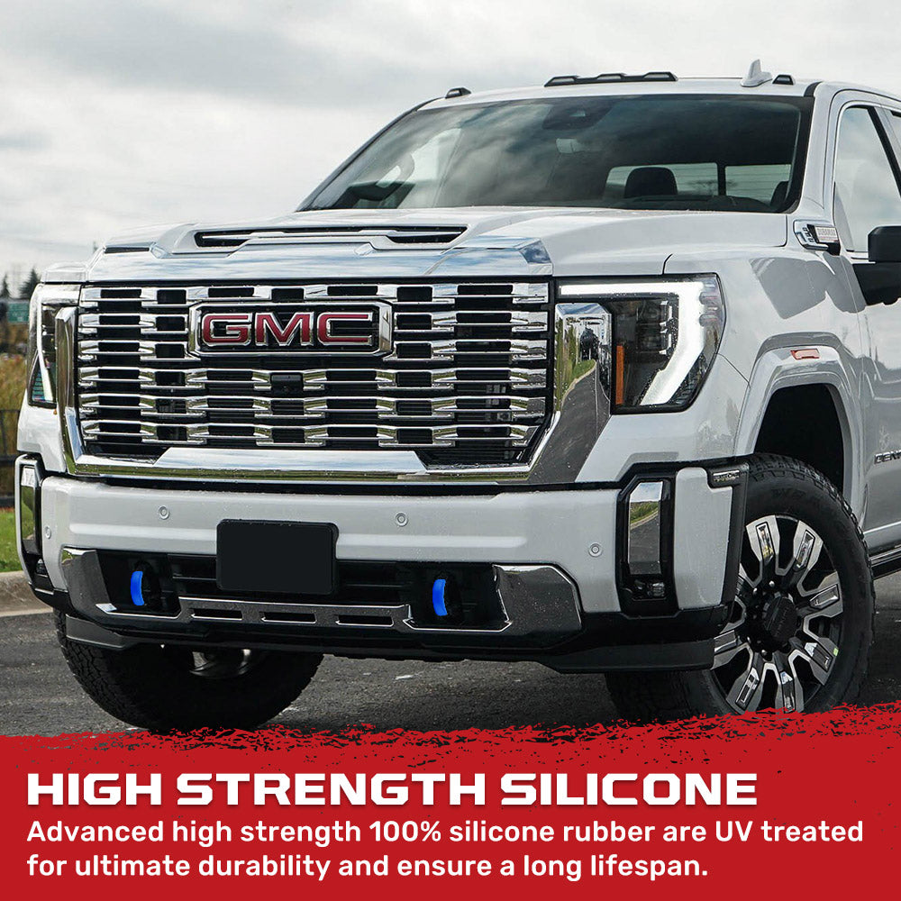 Chevy 20-26 Silverado 1500 Tow Hook Covers 2-Piece Set of Silicone Covers Standard & LED Options - Multiple Colors