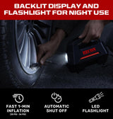 Portable Tire Inflator Air Compressor Pump Kit 12V for Truck, Cars, Bicycle & More 150PSI w/ LED Flashlight