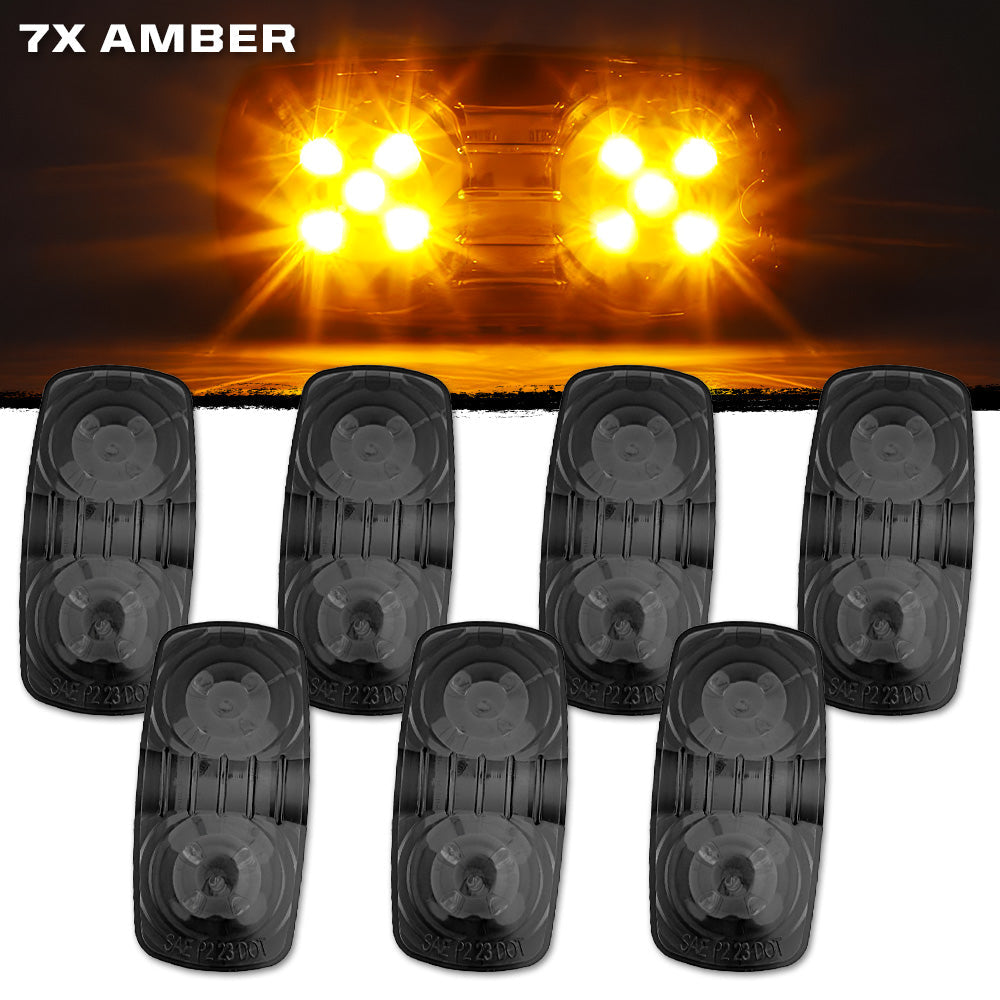 RECON 14-Pc Trailer Clearance Side Marker Running Lights Turn Signals 4" Lights with Ultra Bright 7 Red & 7 Amber LED Lights - Multiple Lens