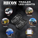 RECON 14-Pc Trailer Clearance Side Marker Running Lights Turn Signals 4" Lights with Ultra Bright 7 Red & 7 Amber LED Lights - Multiple Lens