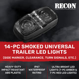 RECON 14-Pc Trailer Clearance Side Marker Running Lights Turn Signals 4" Lights with Ultra Bright 7 Red & 7 Amber LED Lights - Multiple Lens