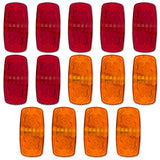 RECON 14-Pc Trailer Clearance Side Marker Running Lights Turn Signals 4" Lights with Ultra Bright 7 Red & 7 Amber LED Lights - Multiple Lens